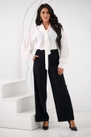 Bluzka damska elegancka wiązana pod szyją POLSKI PRODUCENT - kremowa